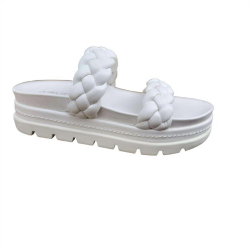 J/SLIDES womens reese platform sandal in white leather