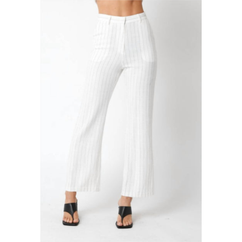 OLIVACEOUS pinstripe pants in ivory/black