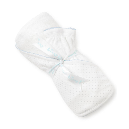 Kissy Kissy towel + mitten set in white/blue