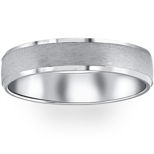 Pompeii3 mens 5mm 10k white gold brushed wedding band