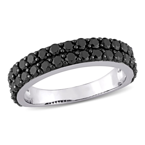 Mimi & Max 1 1/5ct tgw double row black spinel ring in sterling silver with black rhodium