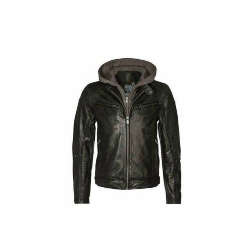 MAURITIUS mens biko leather jacket in black