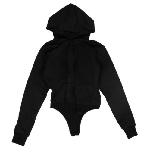 Unravel Project ribbed hooded bodysuit - black