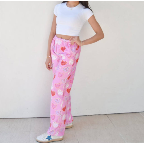 IScream heart cookies plush pants in pink multi