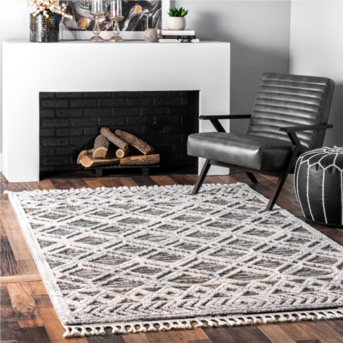 NuLOOM ansley soft lattice textured tassel area rug