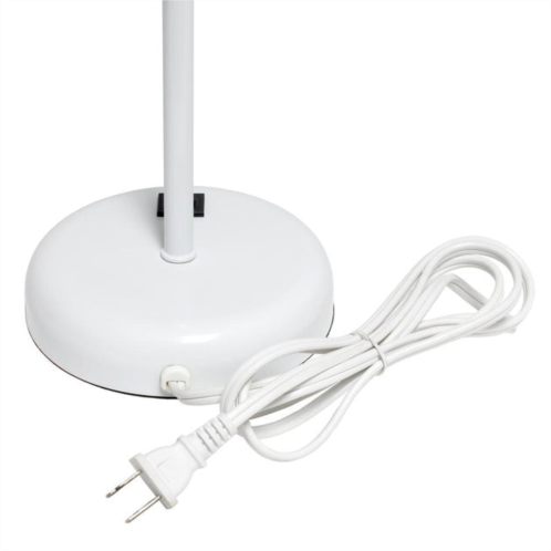 LimeLights white stick lamp with usb charging port and fabric shade, white