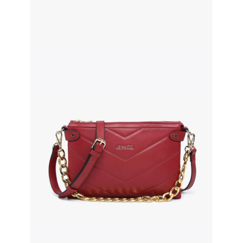 Jen & Co. womens britt puffer crossbody w/ snaps bag in red