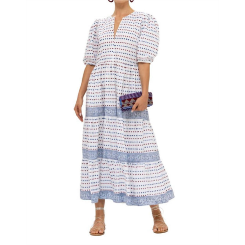 Oliphant puff sleeve maxi dress in ellis blue