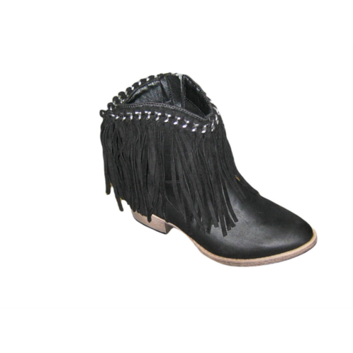 Very G juno with chain and fringe accents round toe booties in black