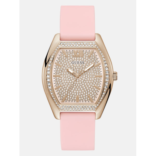 Guess Factory gold-tone and pink barrel analog watch