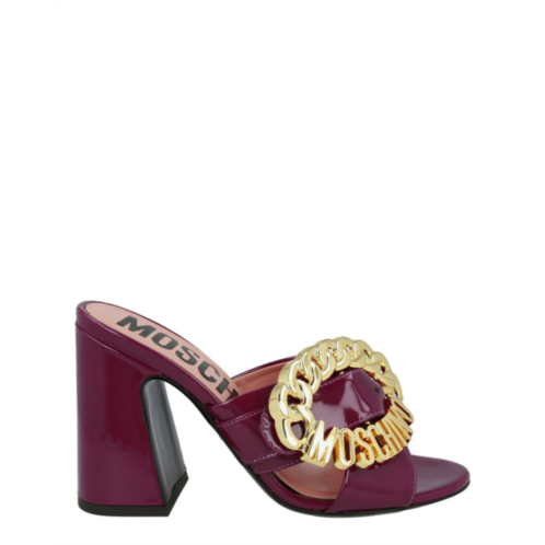 Moschino logo buckle heel sandals