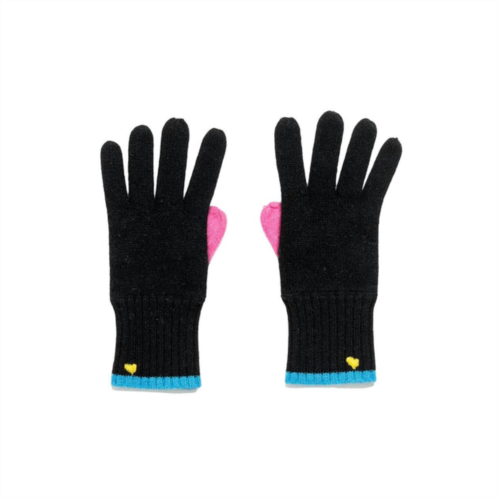 KERRI ROSENTHAL womens colorblock cashglove in black