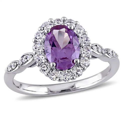 Mimi & Max 2 1/4ct tgw simulated alexandrite white topaz diamond accent ring 14k white gold