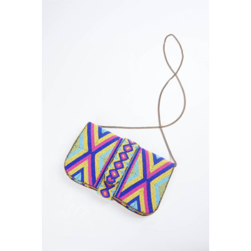 ETHNiQUE heera handmade beaded shoulder clutch bag in multi