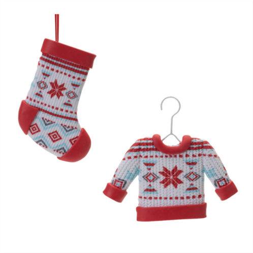 HouzBling stocking and sweater ornament (set of 12) 4.75h, 5h plastic