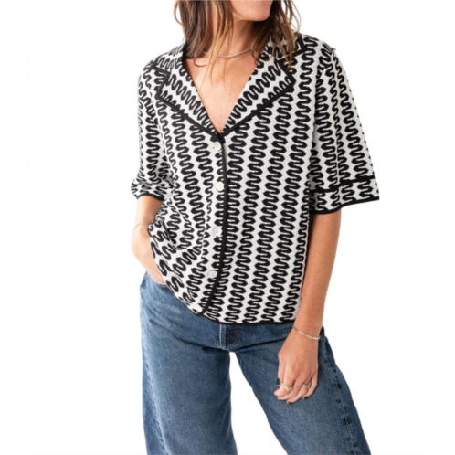 LUCY PARIS fiji knit shirt in black/white