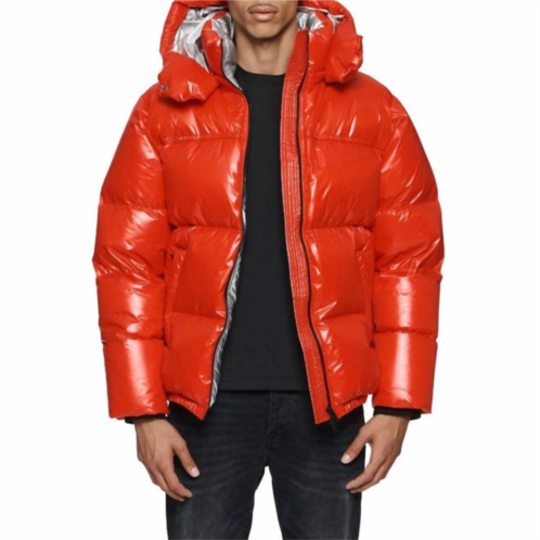 Purple Brand nylon down puffer jacket in red