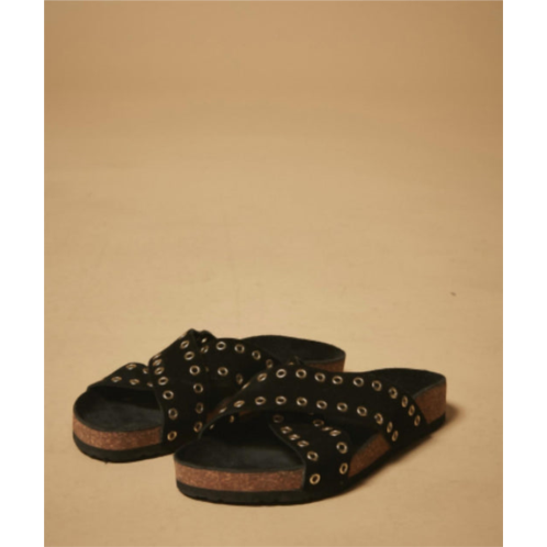 Hartford edna eyelet sandal in black suede