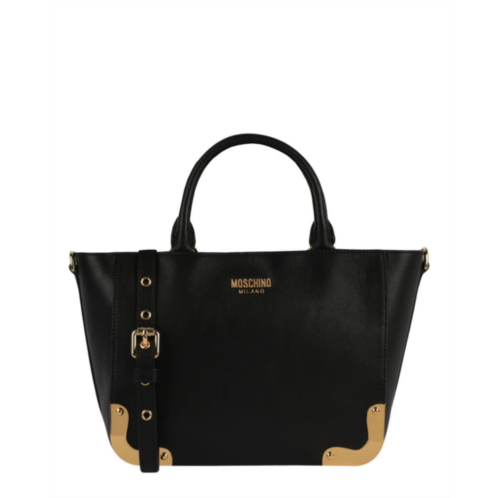 Moschino metal-corners leather shoulder bag