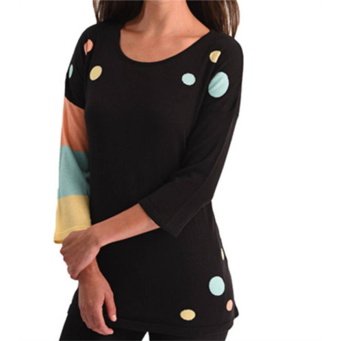 ANGEL polkadot-stripe sleeve top in black multi