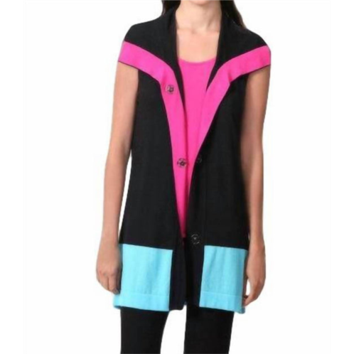 ANGEL retro brights long vest in black multi