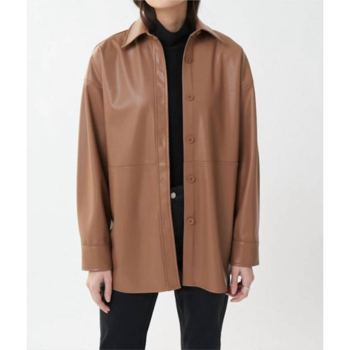 Joseph Ribkoff leatherette jacket style shirt in nutmeg