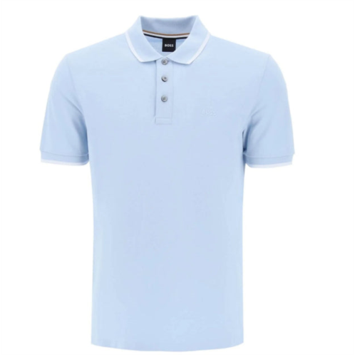 Hugo Boss mens parlay 190 cotton short sleeve polo t-shirt, light blue