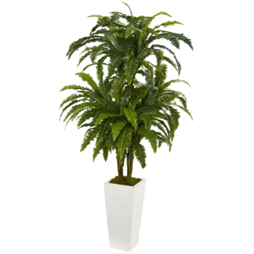 HomPlanti marginatum artificial plant in white tower vase