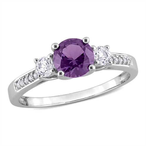 Mimi & Max 1 1/3ct tgw simulated alexandrite created white sapphire diamond ring 10k white gold
