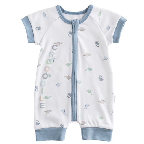 Andy Wawa white dinosaur print zip up romper