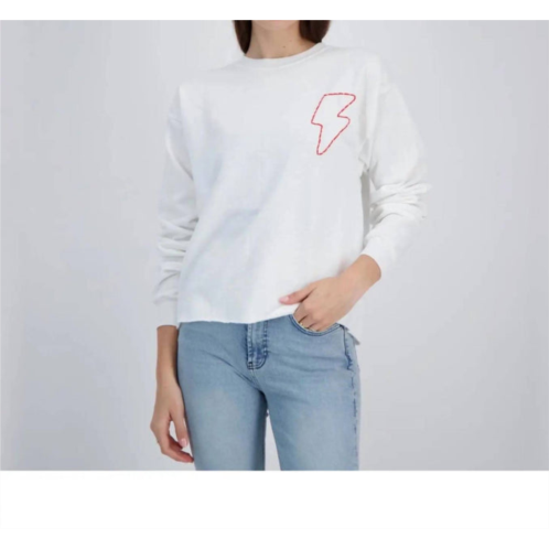 UNEMPLOYED DENIM red bolt sweatshirt in white