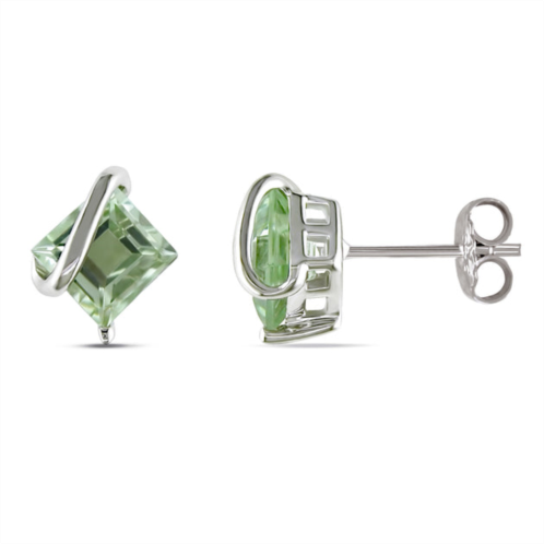 Mimi & Max 2 1/4ct tgw green quartz stud earrings in sterling silver