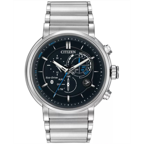 Citizen mens chronograph proximity smartwatch in silver