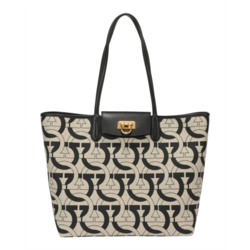 Salvatore Ferragamo gancini print canvas tote bag