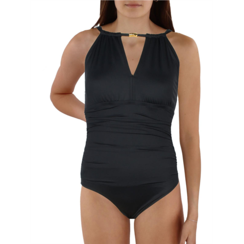 POLO RALPH LAUREN plus womens solid cut-out one-piece swimsuit