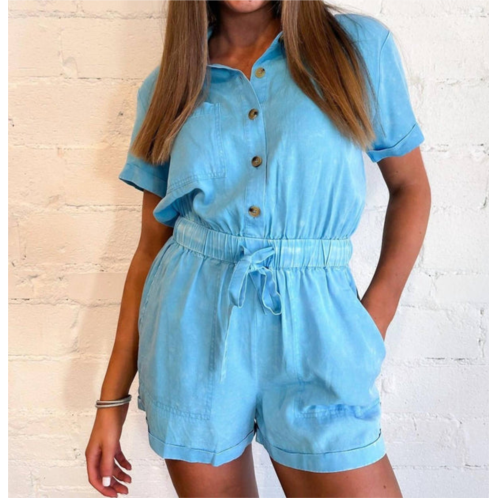 Day + moon lyle button down romper in denim