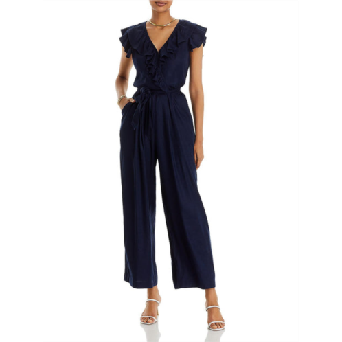 T Tahari womens linen belted jumpsuit