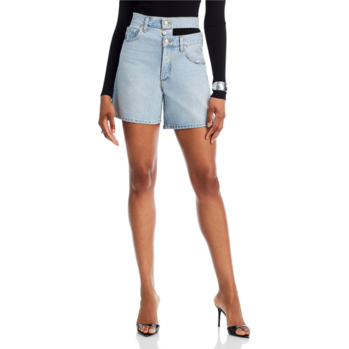 Agolde womens high rise light wash denim shorts