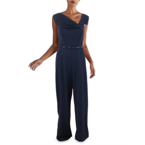 Black Halo womens belted cap sleeves jumpsuit