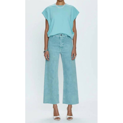 PISTOLA penny crop high rise wide leg jean in aqua snow