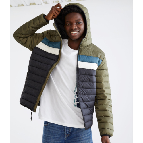 Aeropostale colorblock hooded midweight puffer jacket