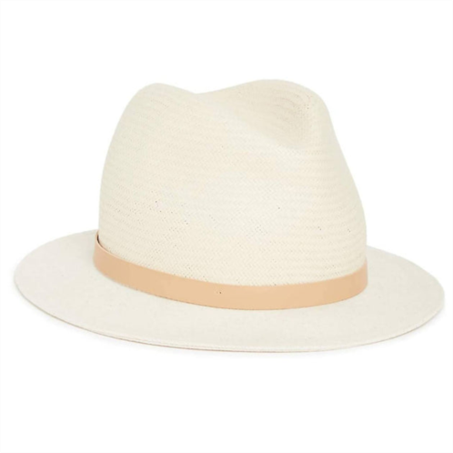 Rag & Bone fedorah brim leather trim straw hat in ivory