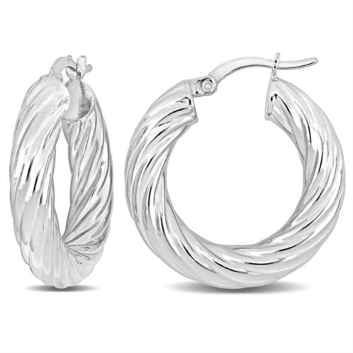 Mimi & Max 25x5mm round twist hoop earrings in sterling silver