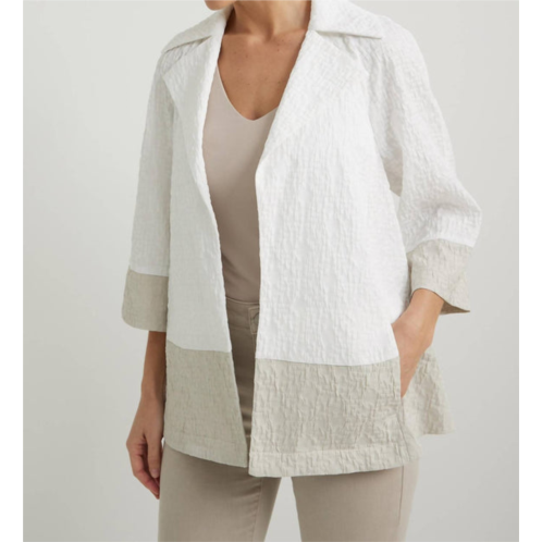 Joseph Ribkoff crinkle two tone blazer in vanilla/moonstone