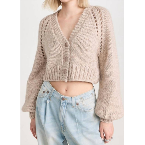 LoveShackFancy marshe crop cardigan in fawn