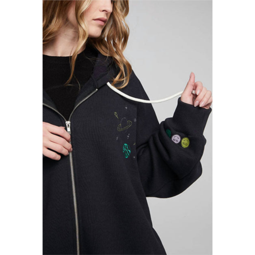 Chaser space embriodery zip-up hoodie in black