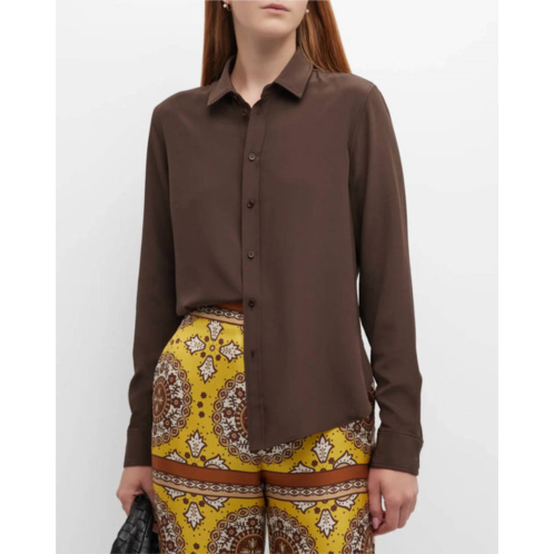 NILI LOTAN gaia slim shirt in espresso