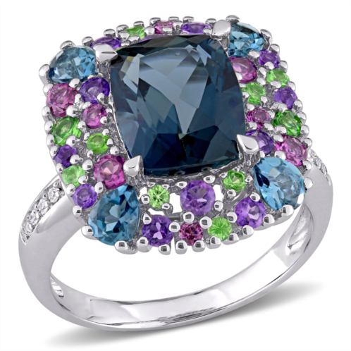 Mimi & Max 5 4/5ct tgw multi gemstone and diamond square cocktail ring sterling silver