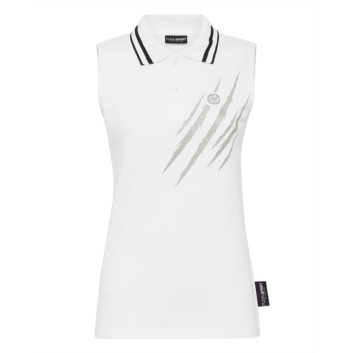 PLEIN SPORT sleeveless polo shirt scratch