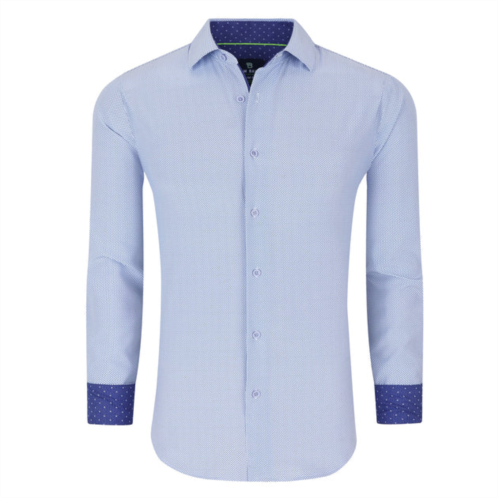 Tom Baine slim fit performance long sleeve geometric button down